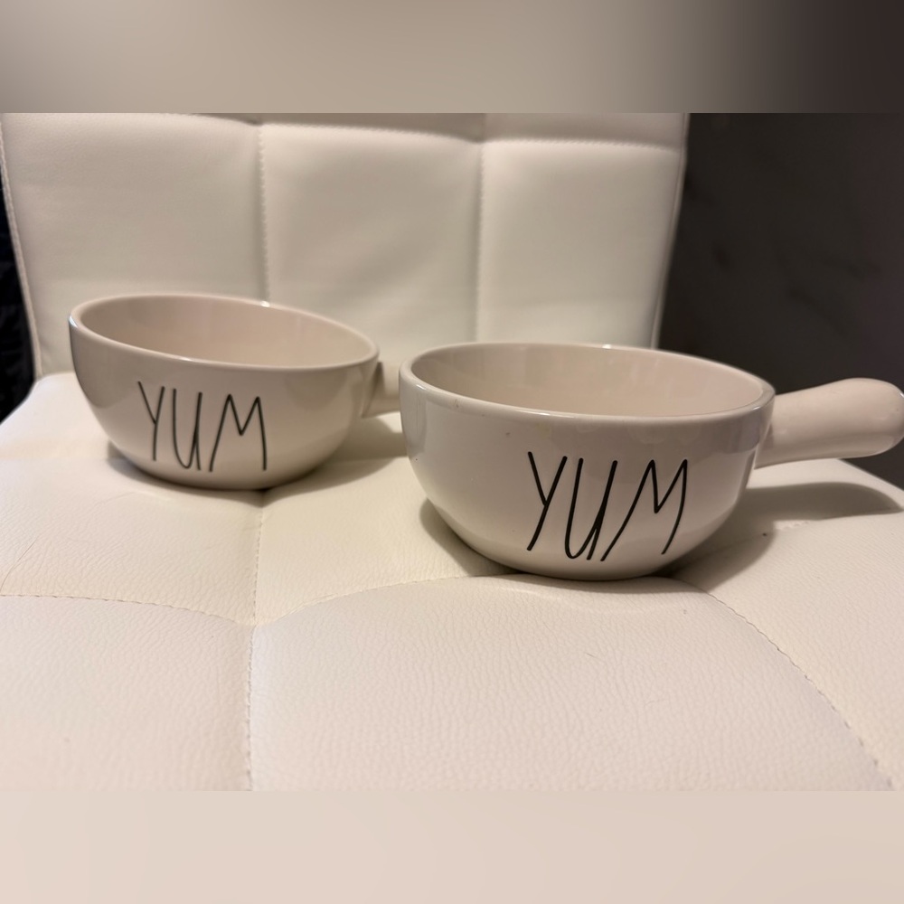 Rae Dunn Cream 'YUM' Ceramic soup bowls